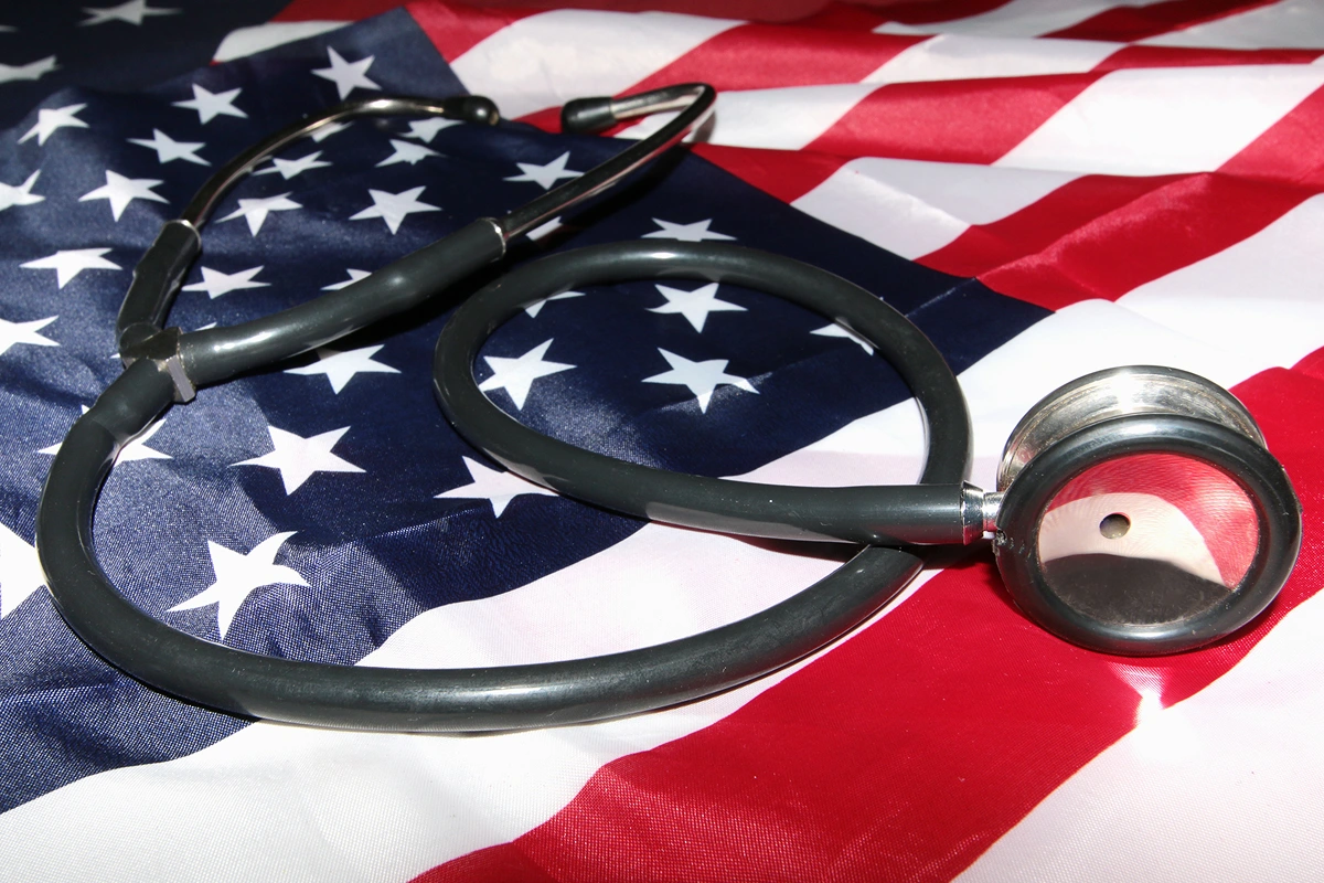 Stethoscope on American flag