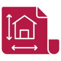 House blueprint on red background